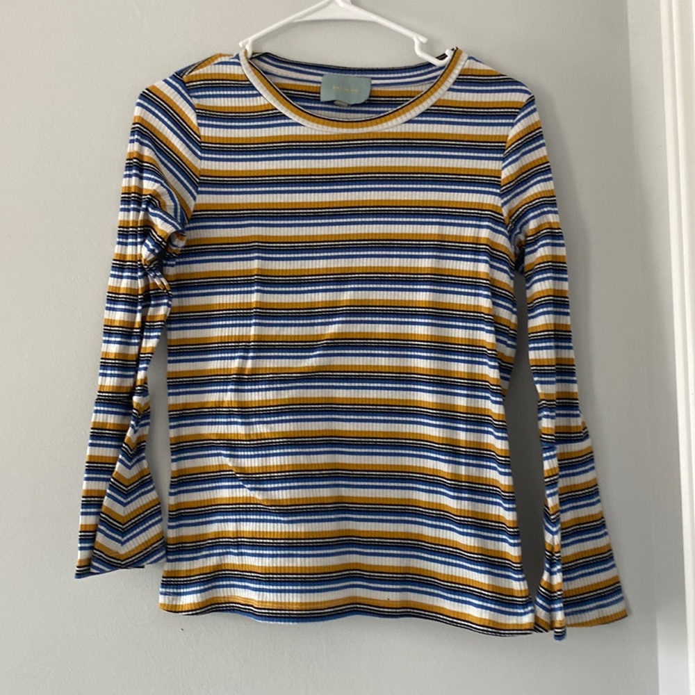 SKIES ARE BLUE STRIPED FLARED LONG-SLEEVE SHIRT